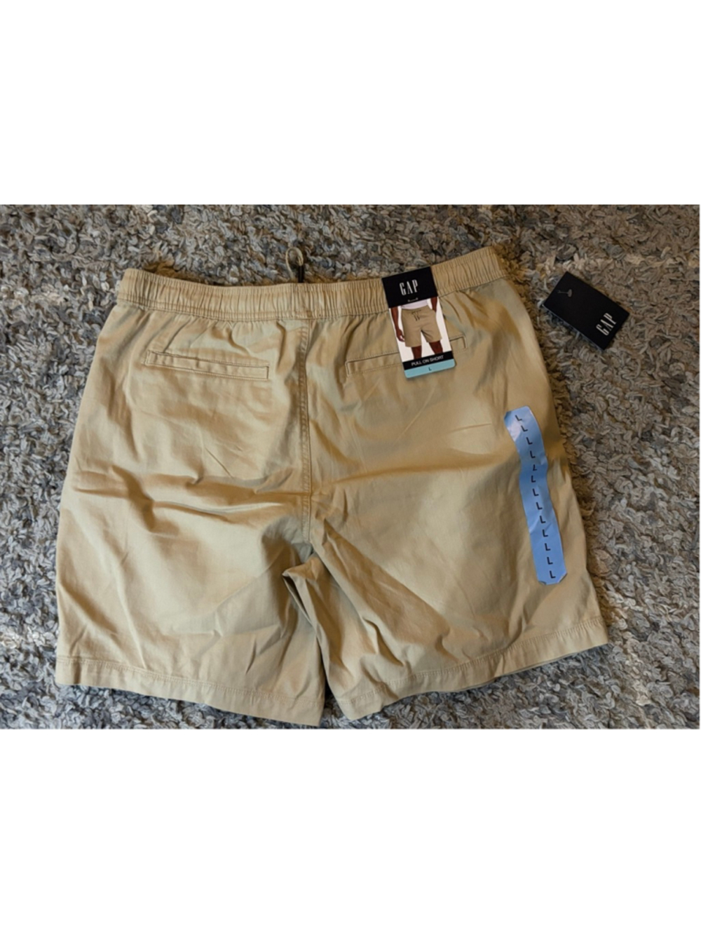 GAP Khaki Flat Front Pull On Shorts Large - Picture 3 of 3